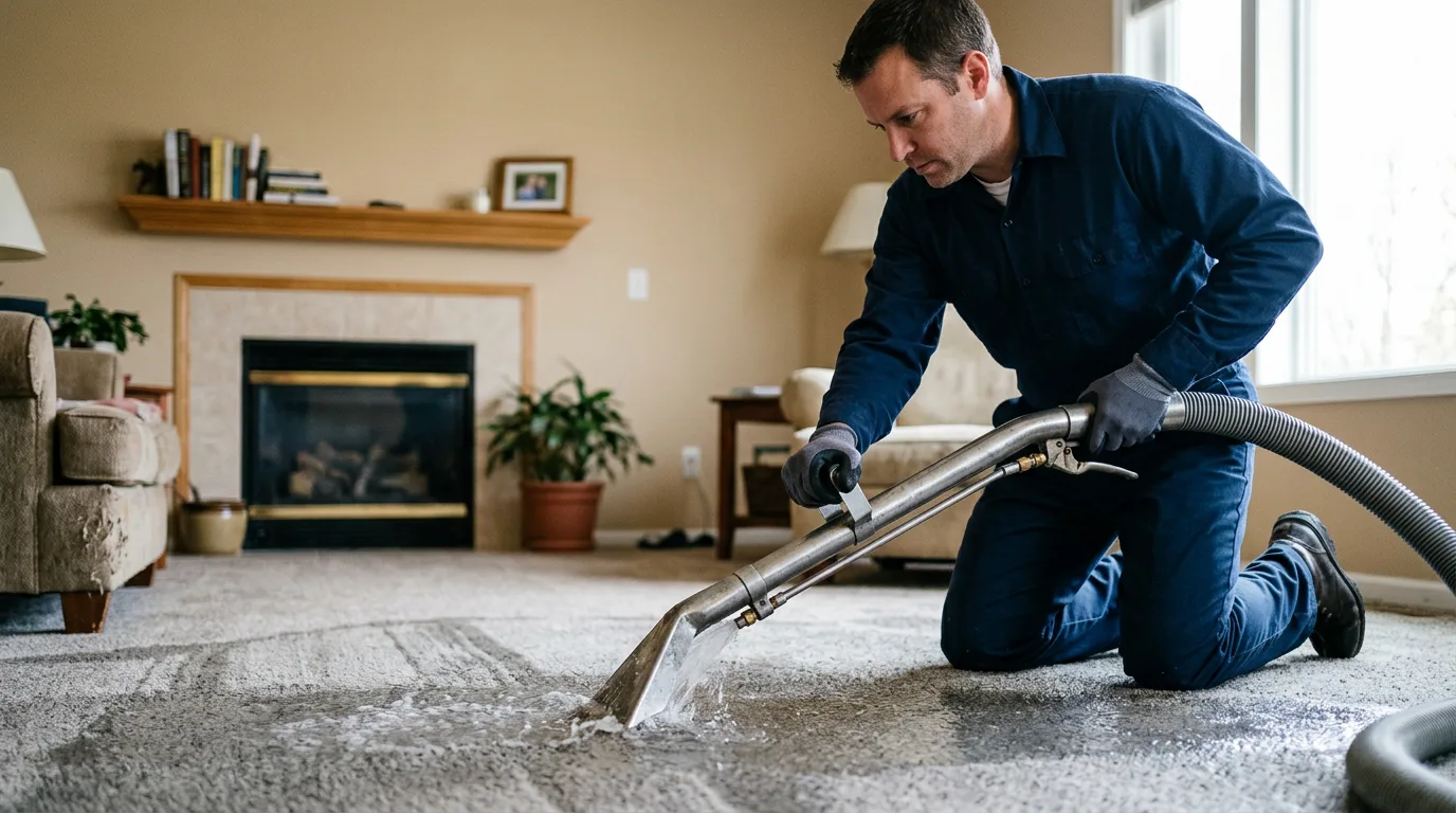 Water damage restoration technician working near Waterloo, IA